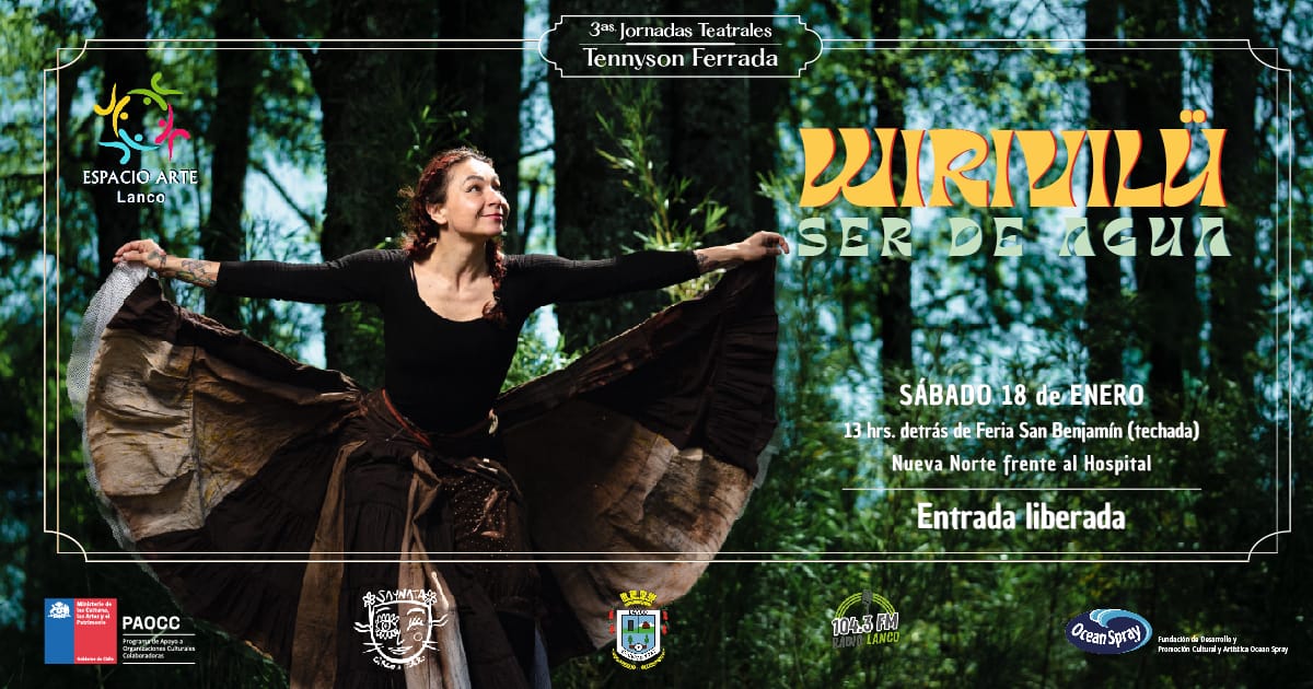 Espacio Arte Lanco invita a disfrutar de “Wirivülu, Ser de Agua”, una obra al aire libre que celebra la cosmovisión mapuche