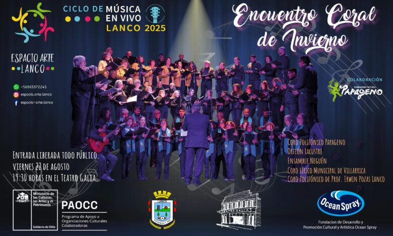 Encuentro Coral de Invierno en Lanco: Voces que iluminan la temporada